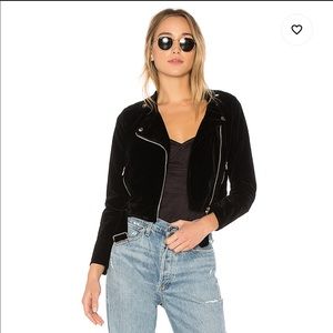 Revolve Velvet Crop Moto Jacket in Black